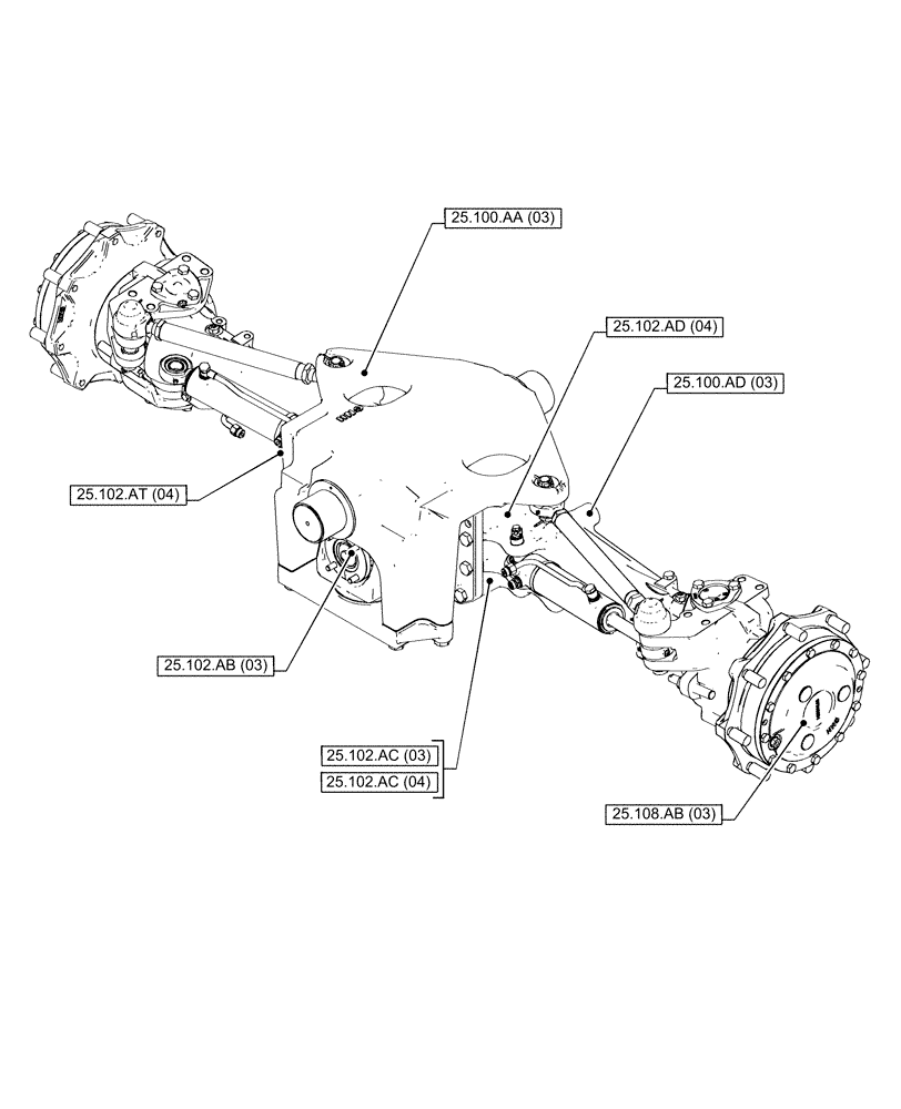 Схема запчастей Case IH PUMA 150 CVT - (25.000.00[03]) - SECTION INDEX - FRONT AXLE SYSTEM (25) - FRONT AXLE SYSTEM