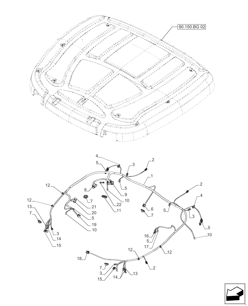 Схема запчастей Case IH PUMA 230 - (55.510.AF[01]) - CAB ROOF CABLE (55) - ELECTRICAL SYSTEMS