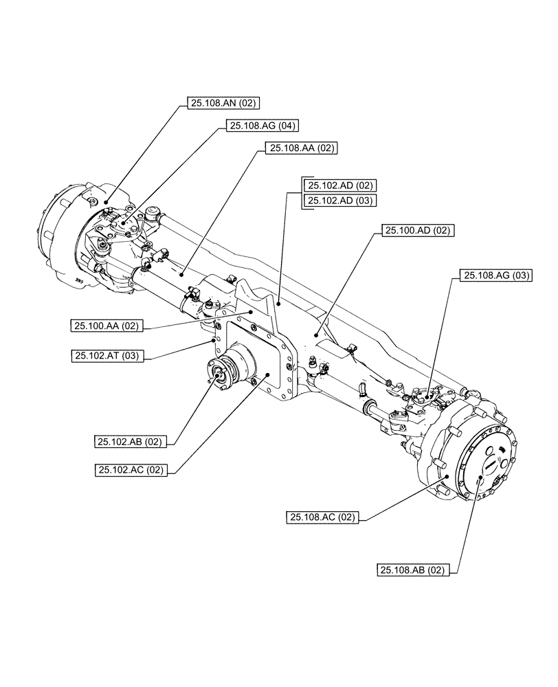Схема запчастей Case IH PUMA 165 CVT - (25.000.00[02]) - SECTION INDEX - FRONT AXLE SYSTEM (25) - FRONT AXLE SYSTEM
