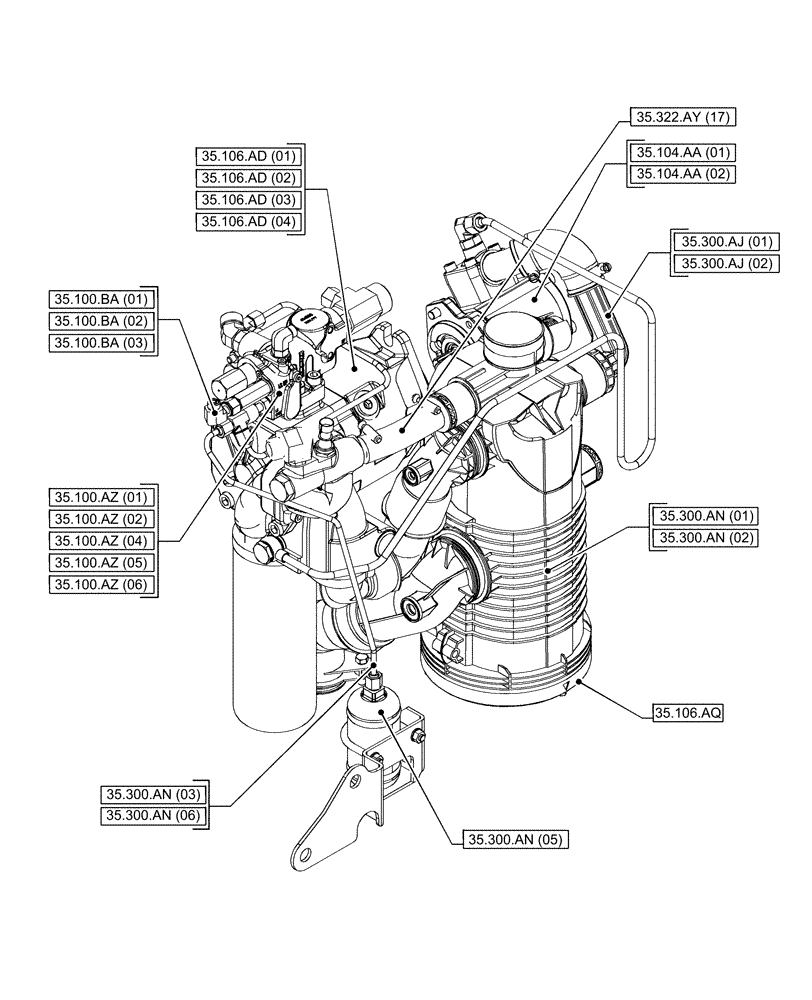 Схема запчастей Case IH PUMA 165 CVT - (35.000.00[01]) - SECTION INDEX - HYDRAULIC SYSTEMS (35) - HYDRAULIC SYSTEMS
