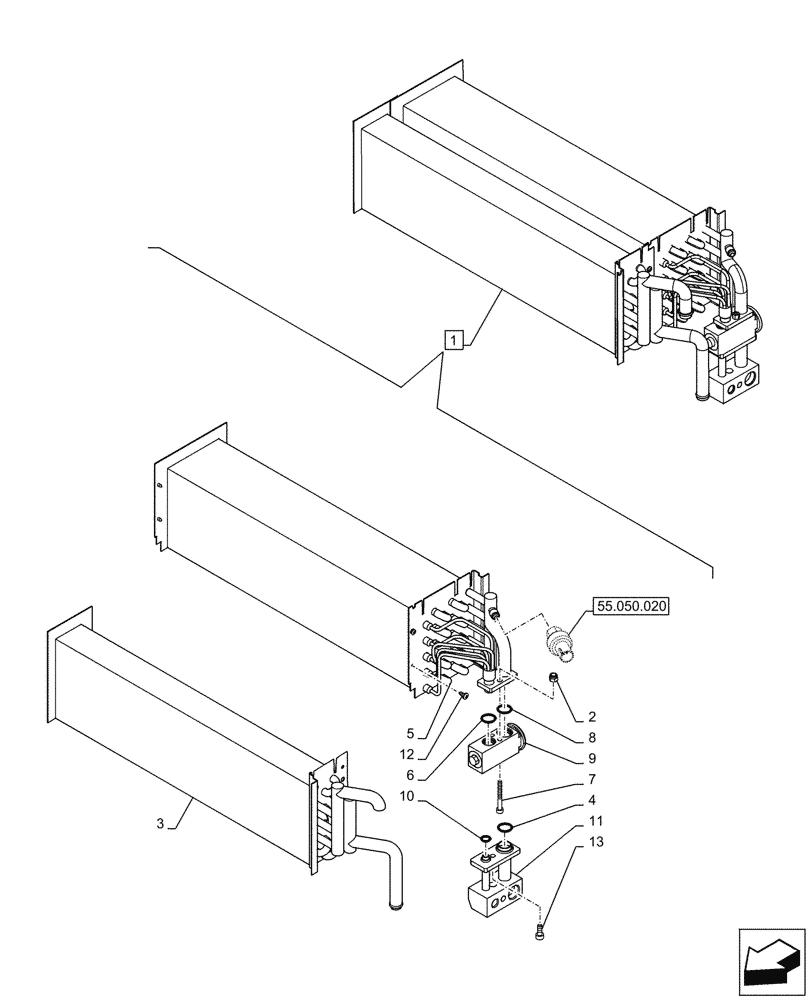 Схема запчастей Case IH OPTUM 300 CVT - (50.100.050) - VAR - 758783, 758784, 758785, 758786, 758787, 758788, 758789, 758790, 758791, 759433 - AIR CONDITIONER, EVAPORATOR, HEATER, COMPONENTS (50) - CAB CLIMATE CONTROL