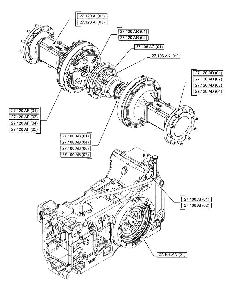 Схема запчастей Case IH PUMA 165 - (27.000.00) - SECTION INDEX - REAR AXLE SYSTEM (27) - REAR AXLE SYSTEM