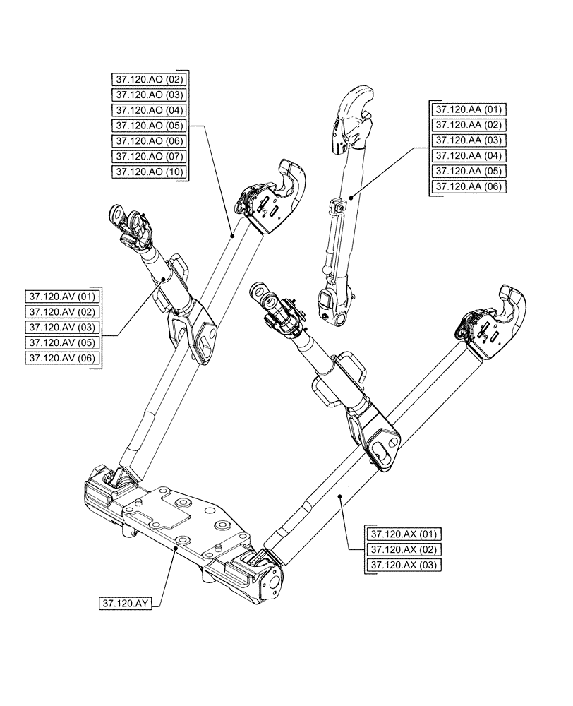 Схема запчастей Case IH PUMA 165 - (37.000.00[01]) - SECTION INDEX - HITCHES, DRAWBARS AND IMPLEMENT COUPLINGS (37) - HITCHES, DRAWBARS & IMPLEMENT COUPLINGS