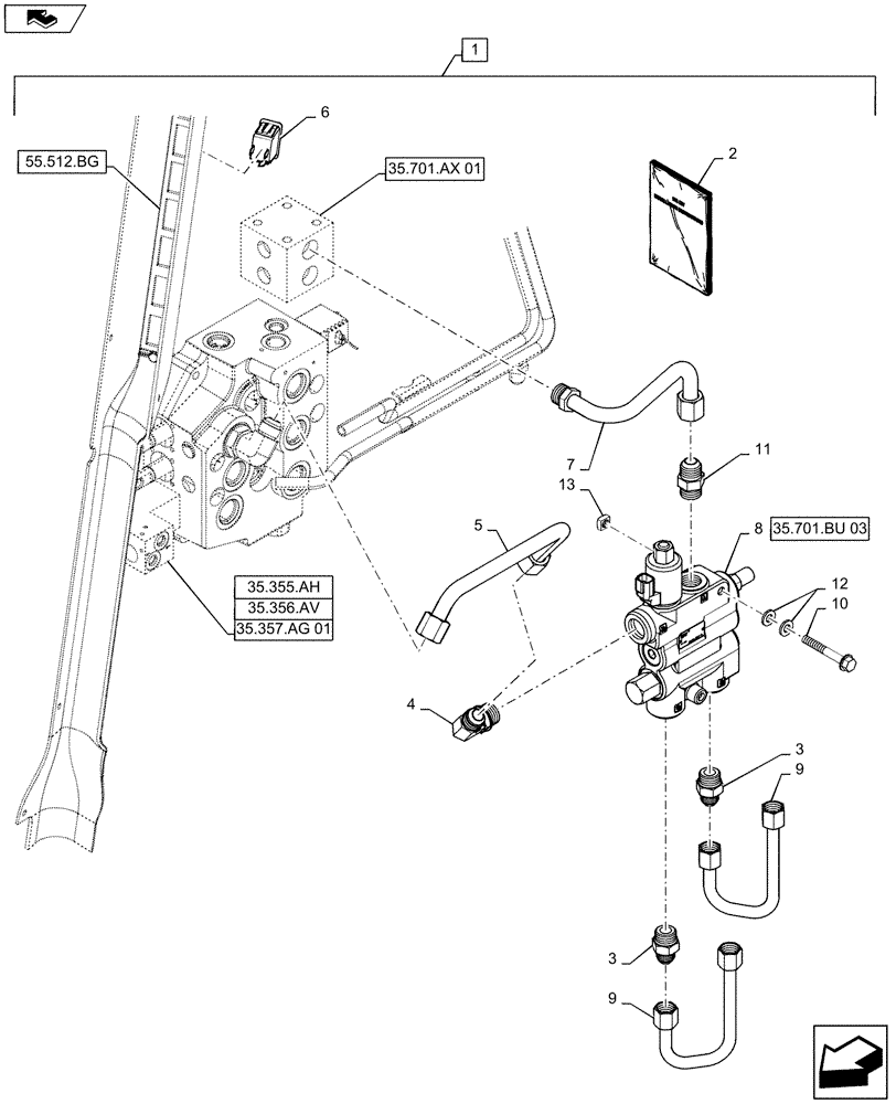 Схема запчастей Case IH SR150 - (88.035.06) - DIA KIT, BUCKET SELF LEVEL (88) - ACCESSORIES