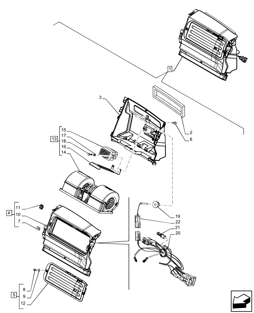 Схема запчастей Case IH OPTUM 270 CVT - (55.050.080) - VAR - 758787, 758788, 758789 - AIR CONDITIONER, BLOWER, COMPONENTS (55) - ELECTRICAL SYSTEMS