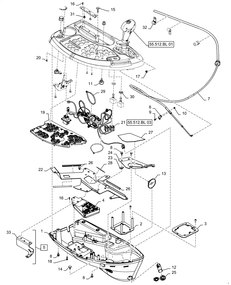 Схема запчастей Case IH 7140 - (55.512.BL[02]) - CONTROL PANEL, RH (55) - ELECTRICAL SYSTEMS