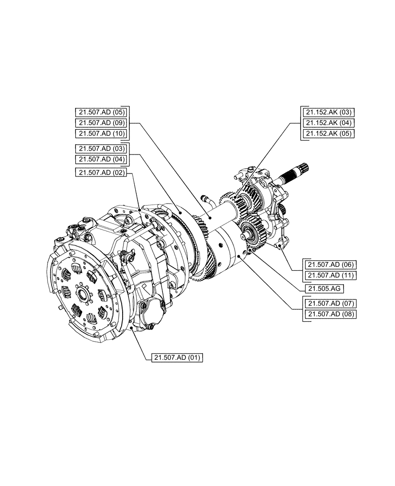 Схема запчастей Case IH PUMA 150 - (21.000.00[03]) - SECTION INDEX - TRANSMISSION (21) - TRANSMISSION