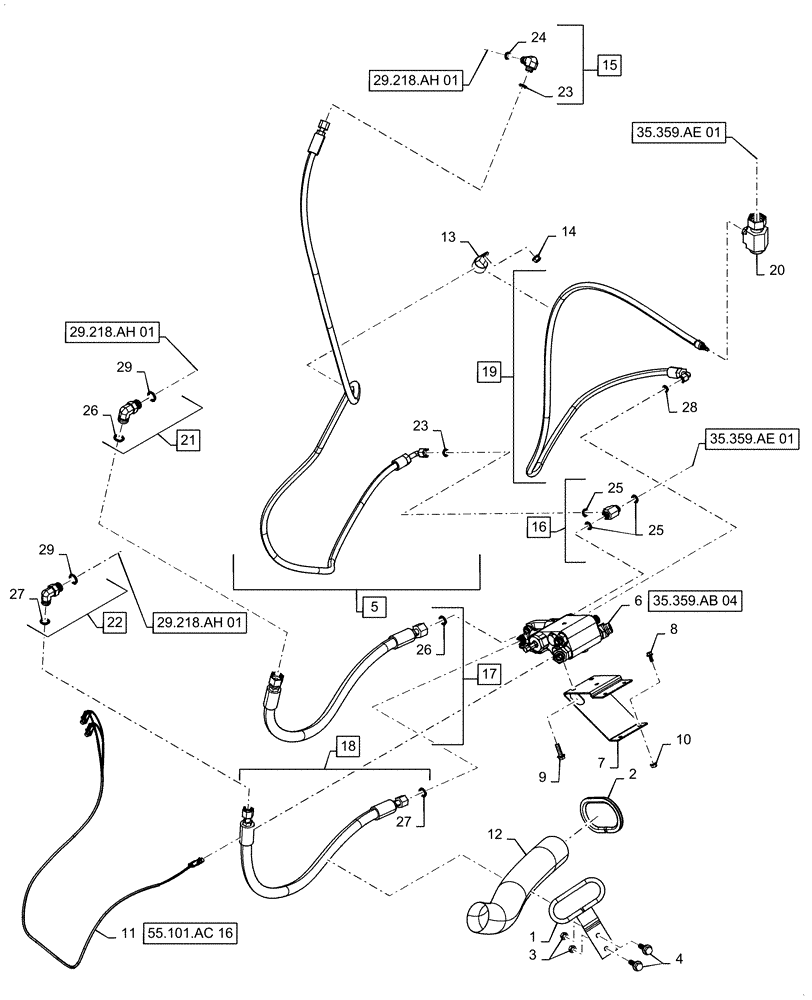 Схема запчастей Case IH 6140 - (29.300.AP[03]) - HYDRAULIC SYSTEM, REAR AXLE ASSY, 2-SPEED (29) - HYDROSTATIC DRIVE