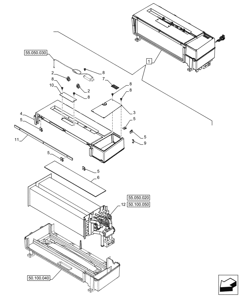 Схема запчастей Case IH OPTUM 300 CVT - (50.100.030) - VAR - 758783, 758784, 758785, 758786, 758787, 758788, 758789, 758790, 758791, 759433 - AIR CONDITIONING WITH ATC, AIR CONDITIONER, COMPONENTS (50) - CAB CLIMATE CONTROL