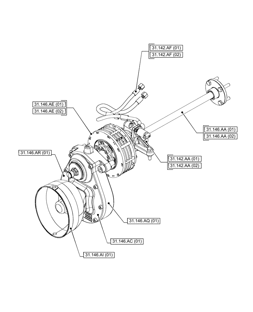 Схема запчастей Case IH PUMA 165 CVT - (31.000.00[03]) - SECTION INDEX - IMPLEMENT POWER TAKE OFF (31) - IMPLEMENT POWER TAKE OFF
