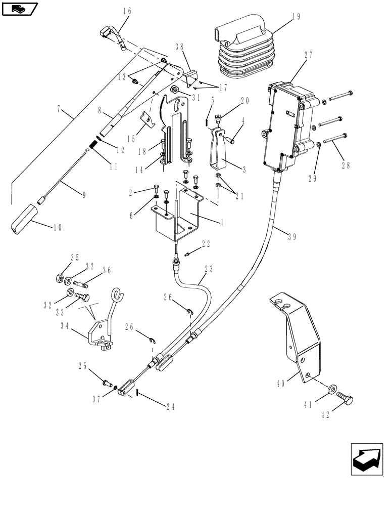 Схема запчастей Case IH MAGNUM 190 - (33.110.02) - HANDBRAKE CONTROL (33) - BRAKES & CONTROLS