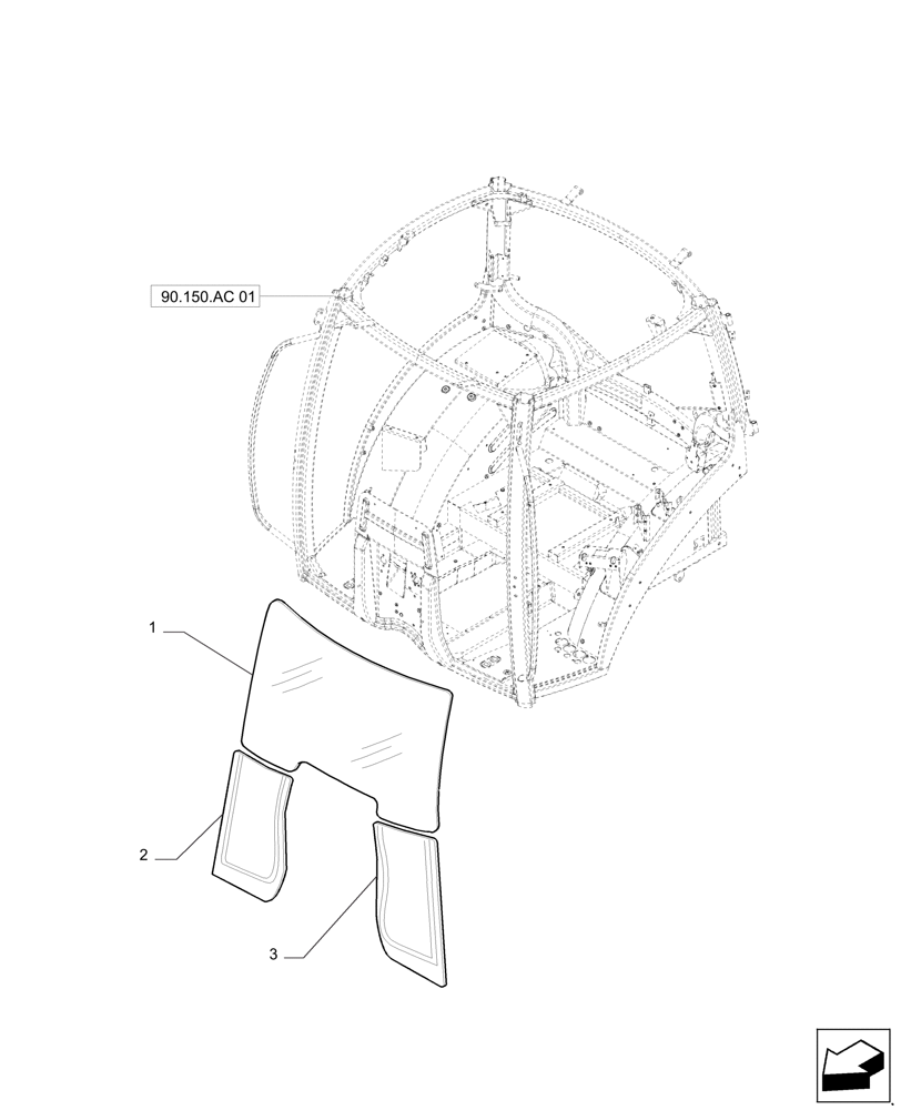 Схема запчастей Case IH PUMA 230 - (90.156.AL) - WINDSHIELD AND RELATED PARTS (90) - PLATFORM, CAB, BODYWORK AND DECALS
