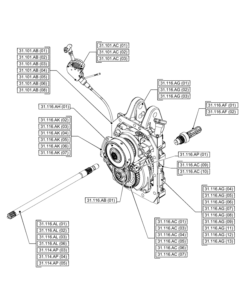 Схема запчастей Case IH PUMA 165 - (31.000.00[01]) - SECTION INDEX - IMPLEMENT POWER TAKE OFF (31) - IMPLEMENT POWER TAKE OFF