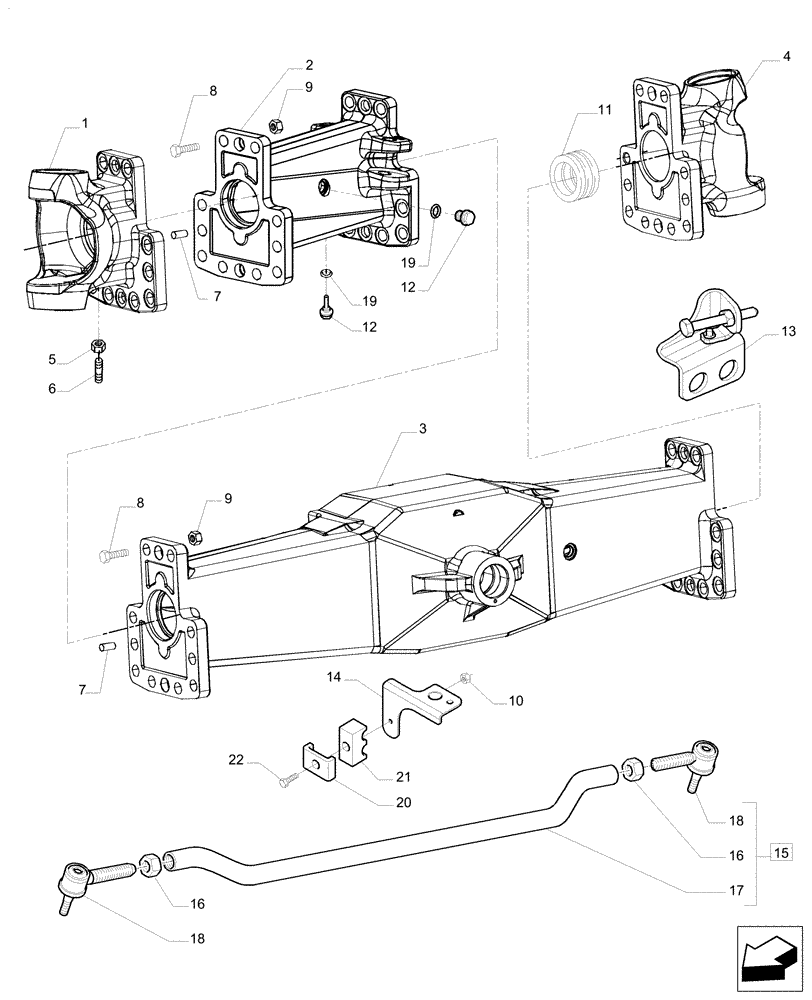 Схема запчастей Case IH PUMA 200 - (25.100.AA[02]) - FRONT AXLE - CANE VERSION (25) - FRONT AXLE SYSTEM