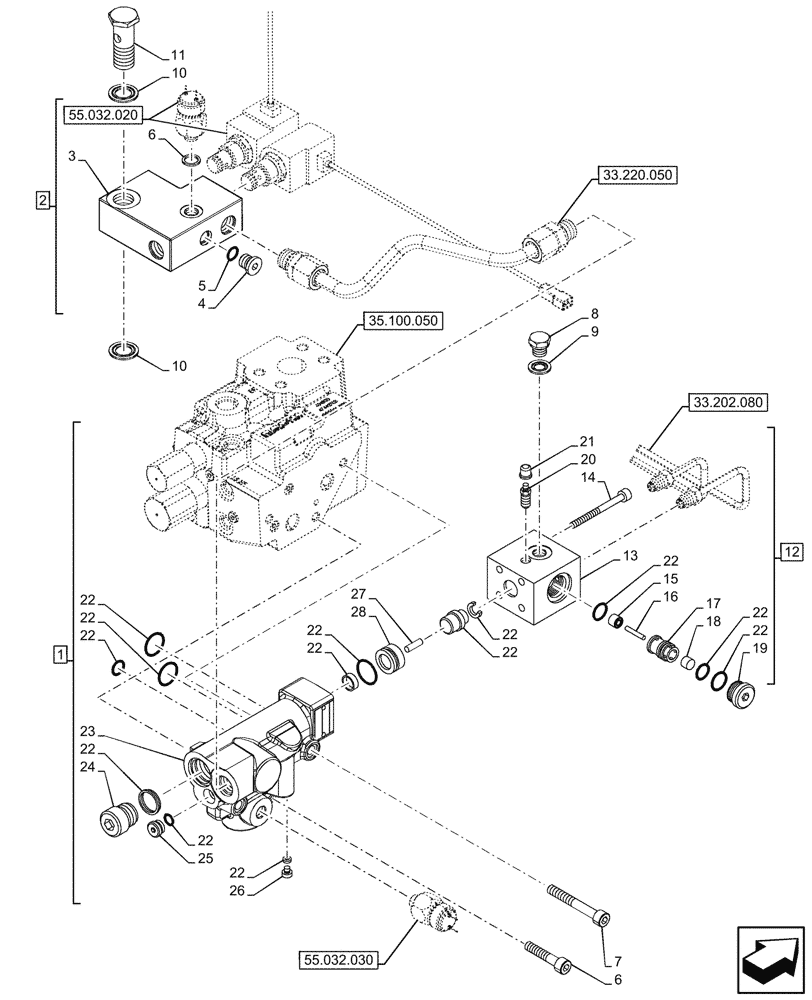 Схема запчастей Case IH OPTUM 300 CVT - (33.220.040) - VAR - 758040, 758042 - TRAILER BRAKE VALVE, W/O ANTILOCK BRAKING SYSTEM (ABS), ITALY (33) - BRAKES & CONTROLS