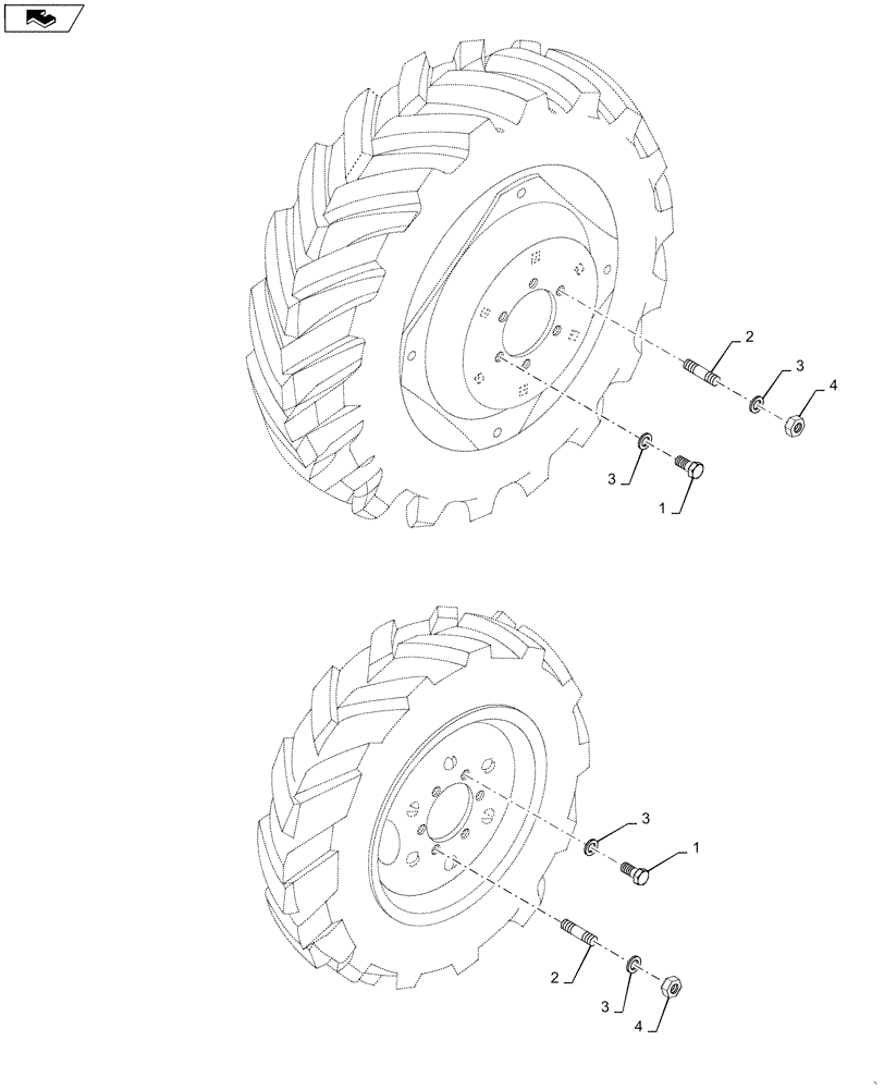 Схема запчастей Case IH FARMALL 45C - (44.520.010) - FRONT & REAR WHEEL HARDWARE (44) - WHEELS