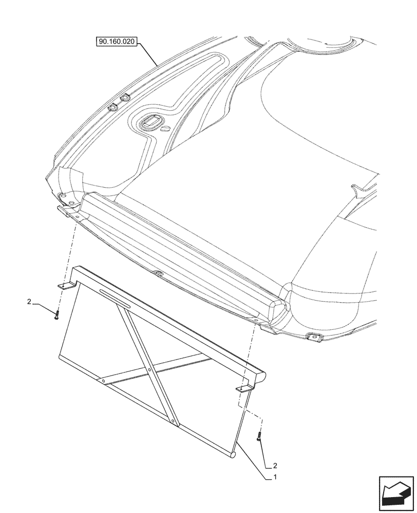 Схема запчастей Case IH OPTUM 300 CVT - (90.151.020) - VAR - 391226 - HEADLINER, SUN PROTECTION (90) - PLATFORM, CAB, BODYWORK AND DECALS