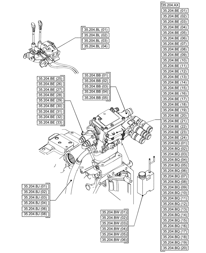 Схема запчастей Case IH PUMA 165 CVT - (35.000.00[02]) - SECTION INDEX - HYDRAULIC SYSTEMS (35) - HYDRAULIC SYSTEMS