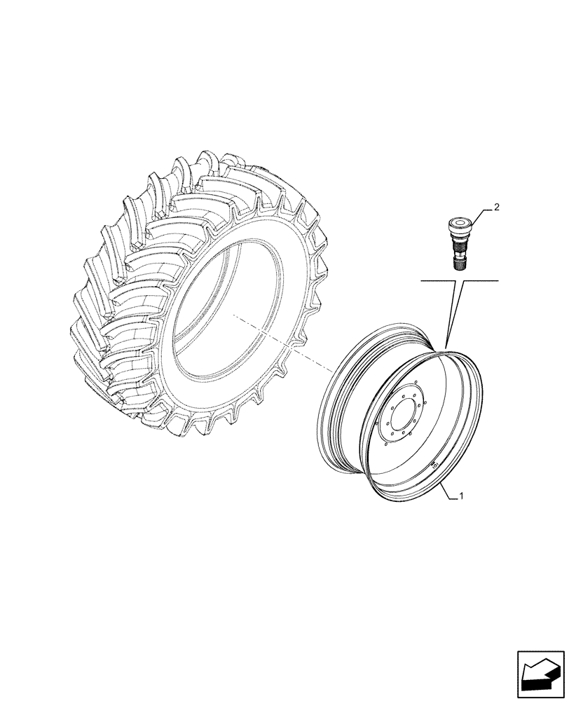 Схема запчастей Case IH FARMALL 120U - (44.520.070) - VAR - 8999301 - REAR WHEEL (DW18LX34) (44) - WHEELS