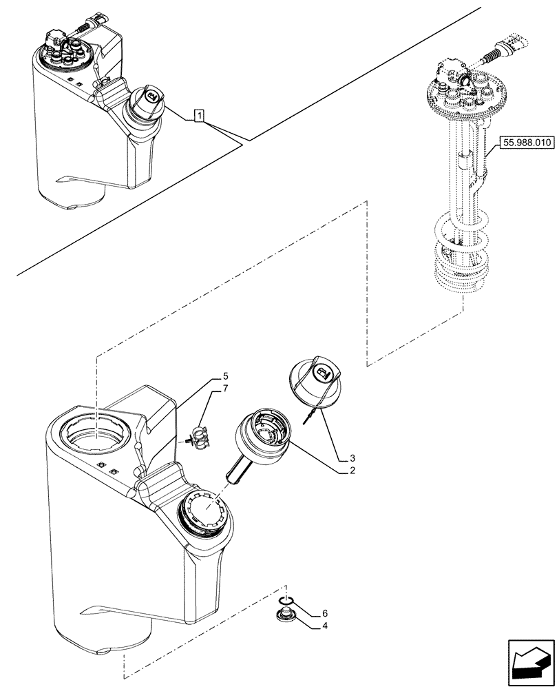 Схема запчастей Case IH FARMALL 110U - (10.500.080) - VAR - 390210 - DEF/ADBLUE™ TANK (10) - ENGINE