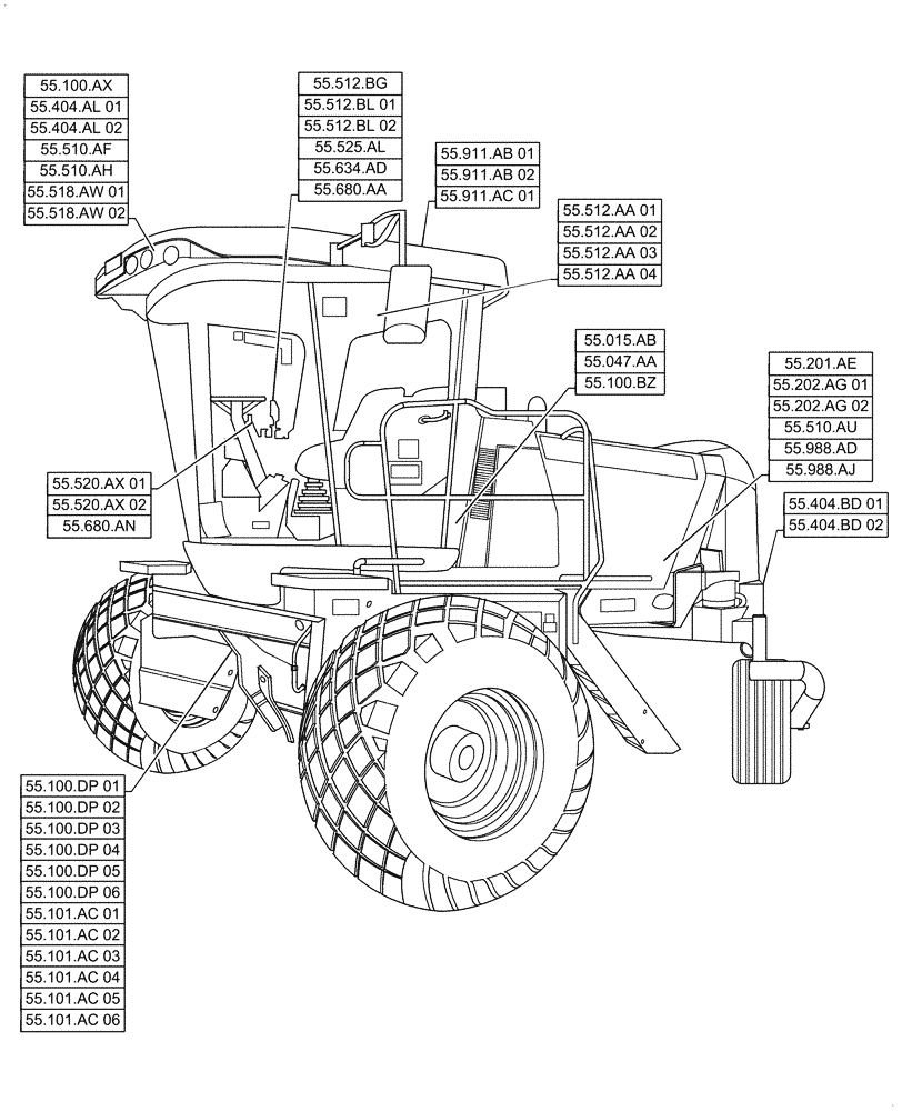 Схема запчастей Case IH WD1204 - (00.000.55) - PICTORIAL INDEX - ELECTRICAL SYSTEMS (00) - GENERAL & PICTORIAL INDEX