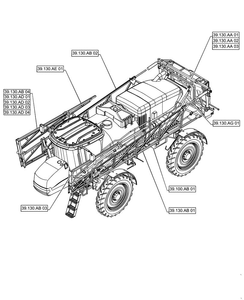Схема запчастей Case IH PATRIOT 2250 - (00.000.39[01]) - PICTORIAL INDEX - FRAMES AND BALLASTING (00) - GENERAL & PICTORIAL INDEX