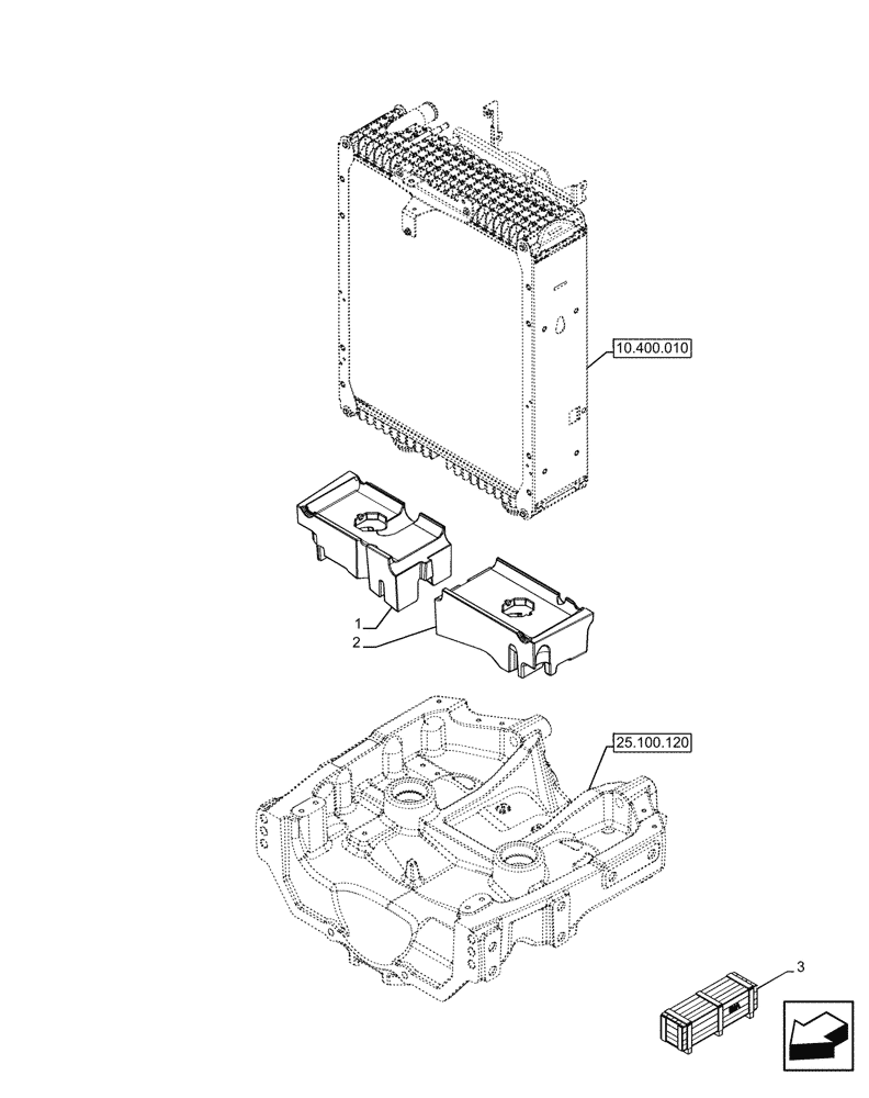 Схема запчастей Case IH FARMALL 110U - (10.400.070) - VAR - 744943, 758280, 758288 - FRONT AXLE SUPPORT, MULTIFUNCTIONAL, RADIATOR, SEAL (10) - ENGINE