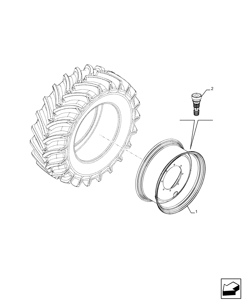 Схема запчастей Case IH FARMALL 120U - (44.511.080) - VAR - 8870301 - FRONT WHEEL (W10X24) (44) - WHEELS