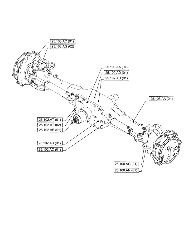 Схема запчастей Case IH PUMA 200 - (25.000.00[01]) - SECTION INDEX - FRONT AXLE SYSTEM (25) - FRONT AXLE SYSTEM