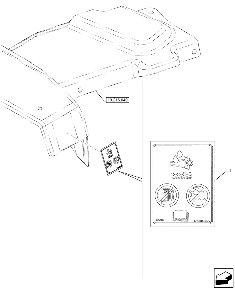 Схема запчастей Case IH FARMALL 110U - (90.108.110) - VAR - 336763, 336764, 390210 - DEF/ADBLUE™ TANK, WARNING DECAL (90) - PLATFORM, CAB, BODYWORK AND DECALS