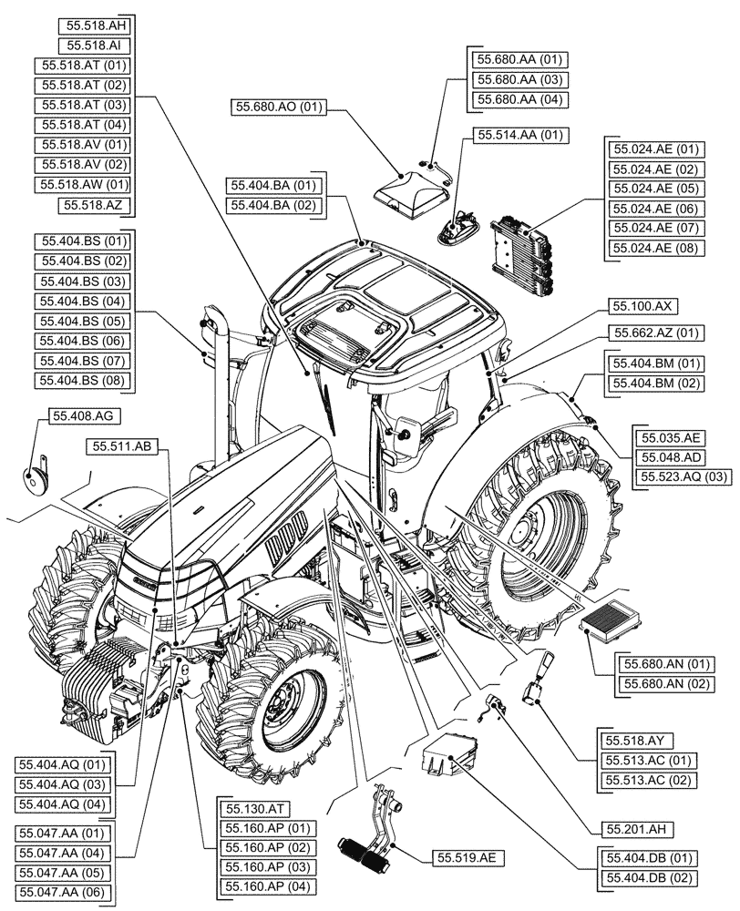 Схема запчастей Case IH PUMA 185 - (55.000.00[01]) - SECTION INDEX - ELECTRICAL SYSTEMS (55) - ELECTRICAL SYSTEMS