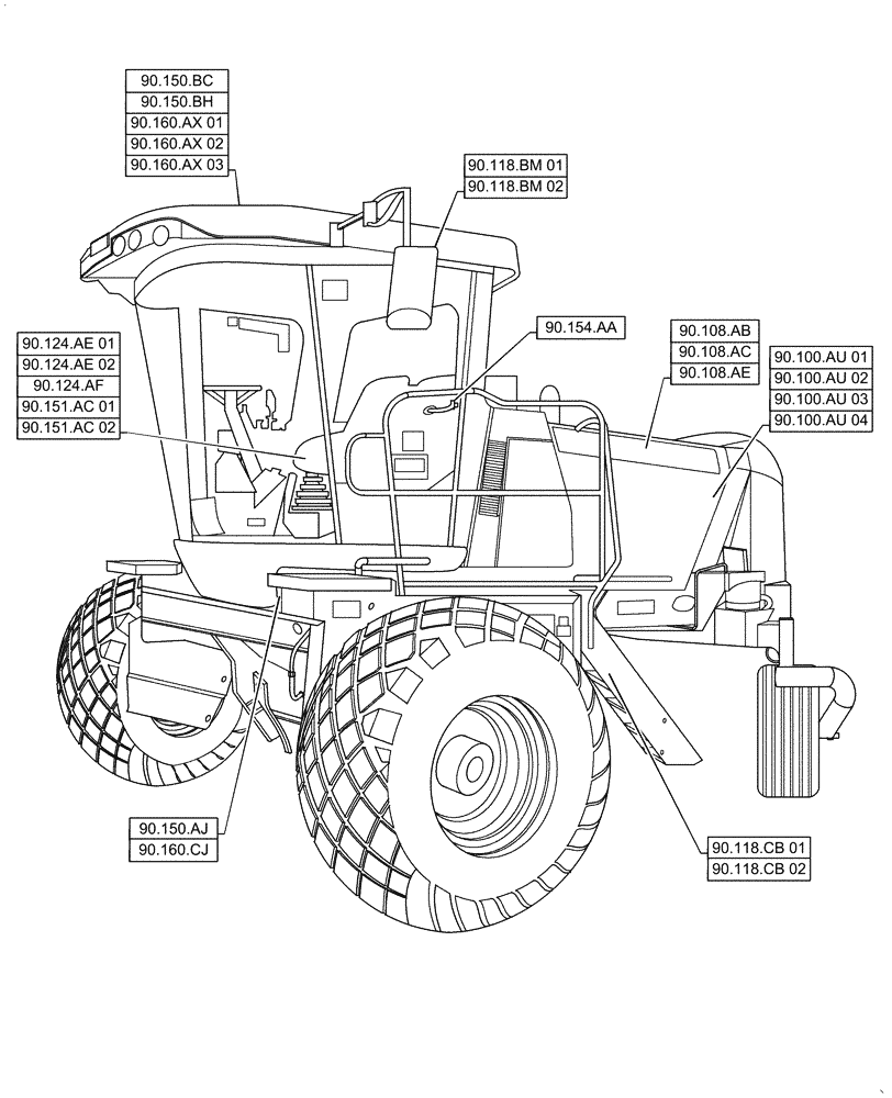 Схема запчастей Case IH WD1204 - (00.000.90) - PICTORIAL INDEX - PLATFORM, CAB, BODYWORK AND DECALS (00) - GENERAL & PICTORIAL INDEX