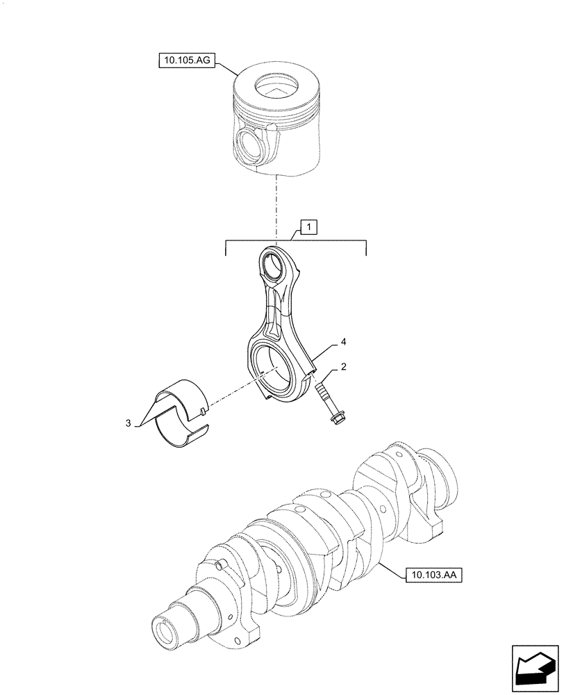 Схема запчастей Case IH F5GFL413A B019 - (10.105.AB) - CONNECTING ROD (10) - ENGINE