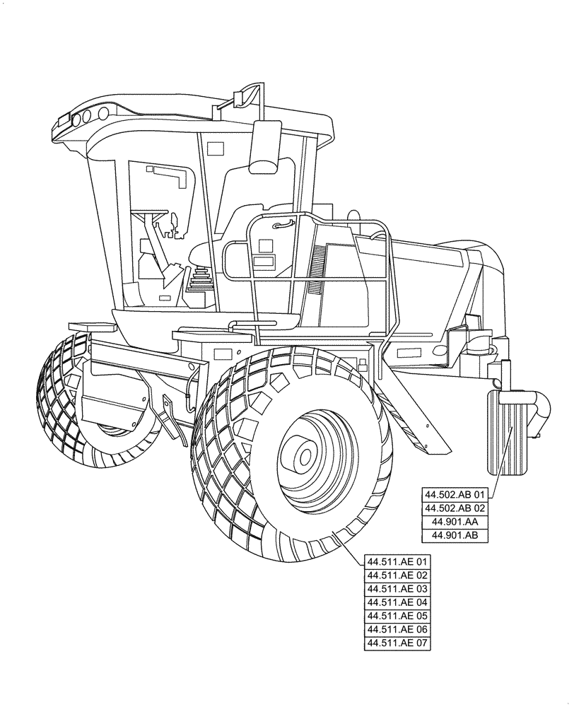 Схема запчастей Case IH WD1204 - (00.000.44) - PICTORIAL INDEX - WHEELS (00) - GENERAL & PICTORIAL INDEX