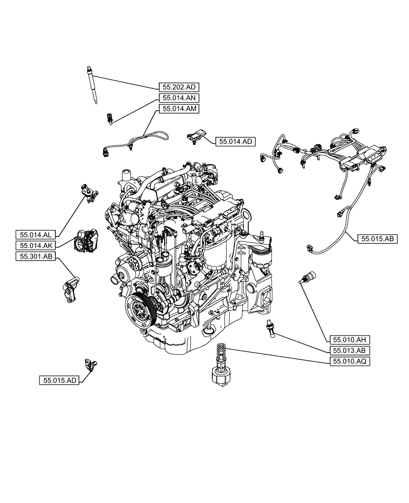 Схема запчастей Case IH F5GFL413A B019 - (00.000.55) - PICTORIAL INDEX - ELECTRIC SYSTEM CONTROL (00) - GENERAL & PICTORIAL INDEX