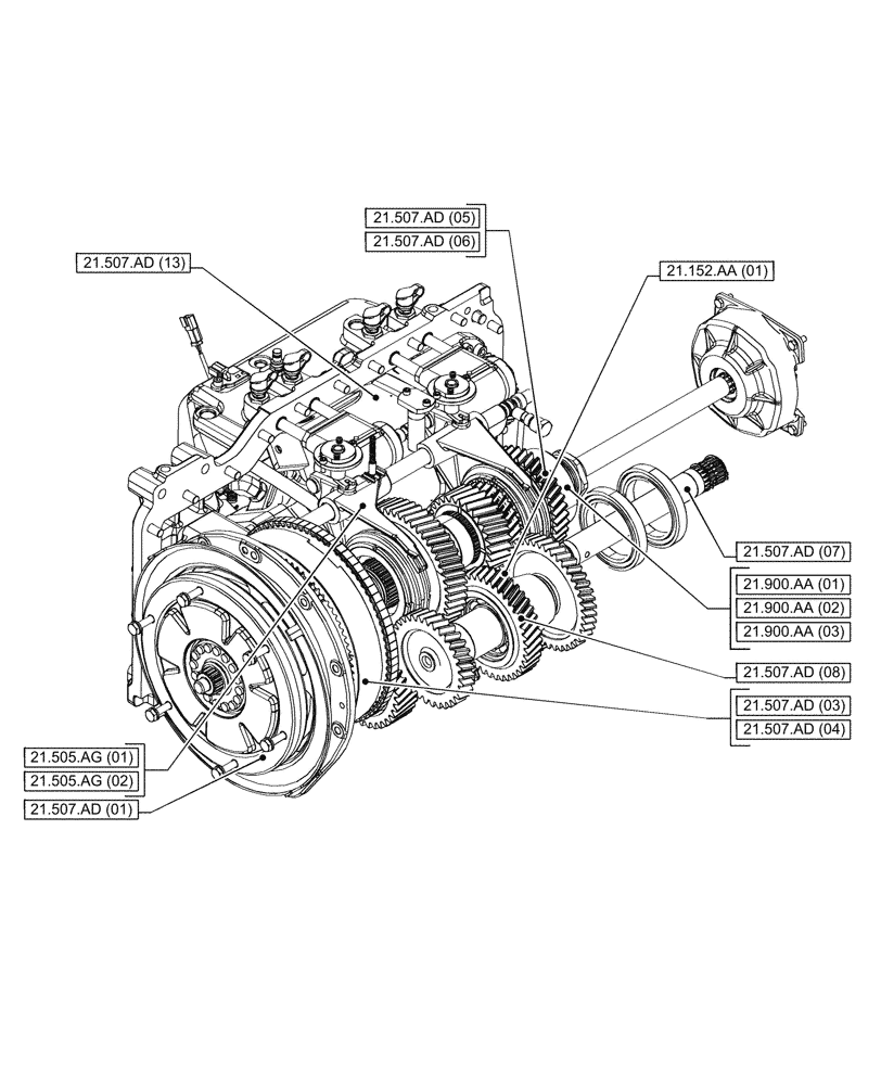 Схема запчастей Case IH PUMA 185 - (21.000.00[04]) - SECTION INDEX - TRANSMISSION (21) - TRANSMISSION