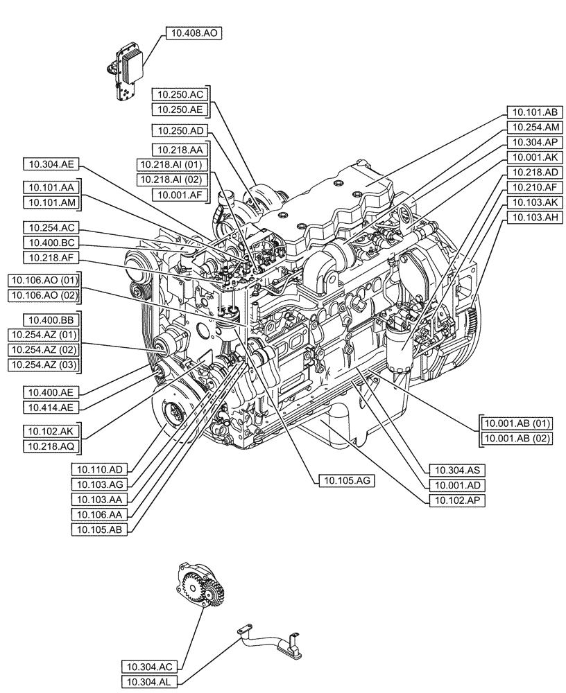 Схема запчастей Case IH F4HFE613D B007 - (00.000.10) - PICTORIAL INDEX - ENGINE (00) - GENERAL & PICTORIAL INDEX