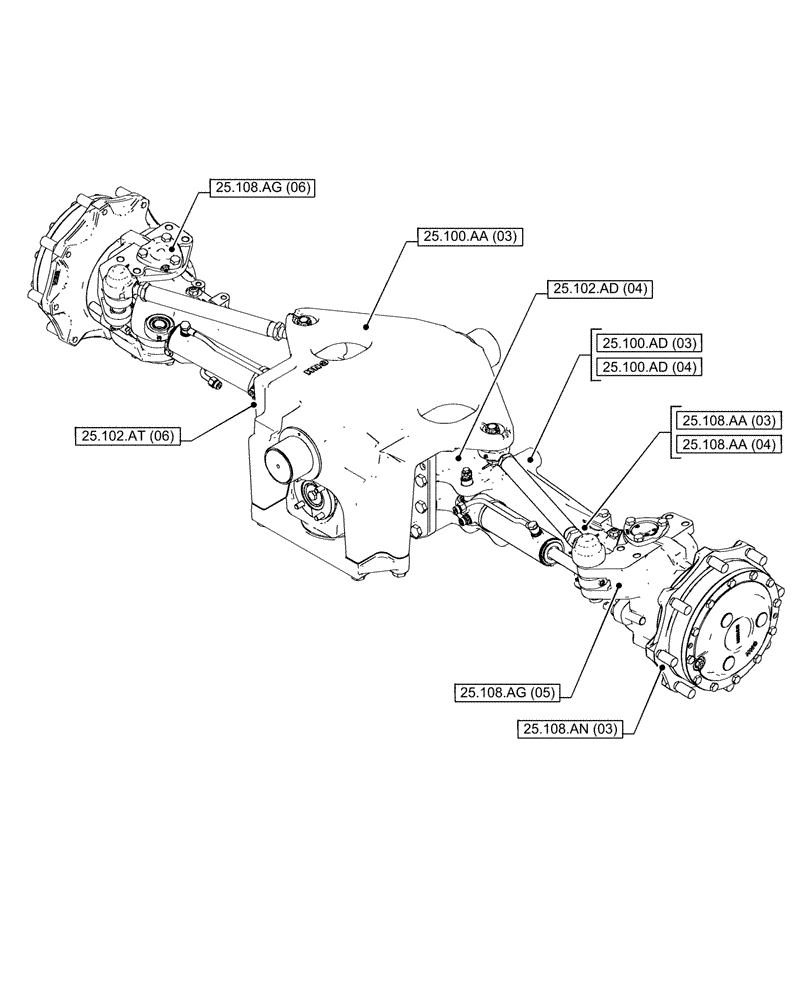 Схема запчастей Case IH PUMA 200 - (25.000.00[03]) - SECTION INDEX - FRONT AXLE SYSTEM (25) - FRONT AXLE SYSTEM