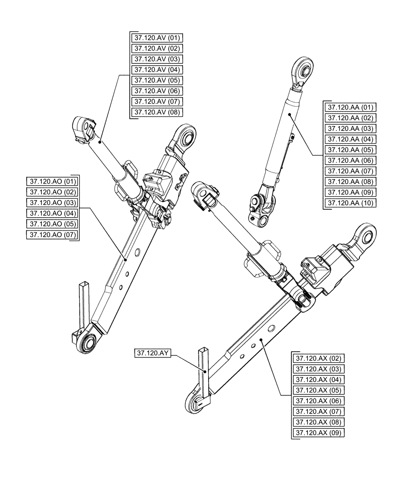Схема запчастей Case IH PUMA 220 - (37.000.00[01]) - SECTION INDEX - HITCHES, DRAWBARS AND IMPLEMENT COUPLINGS (37) - HITCHES, DRAWBARS & IMPLEMENT COUPLINGS