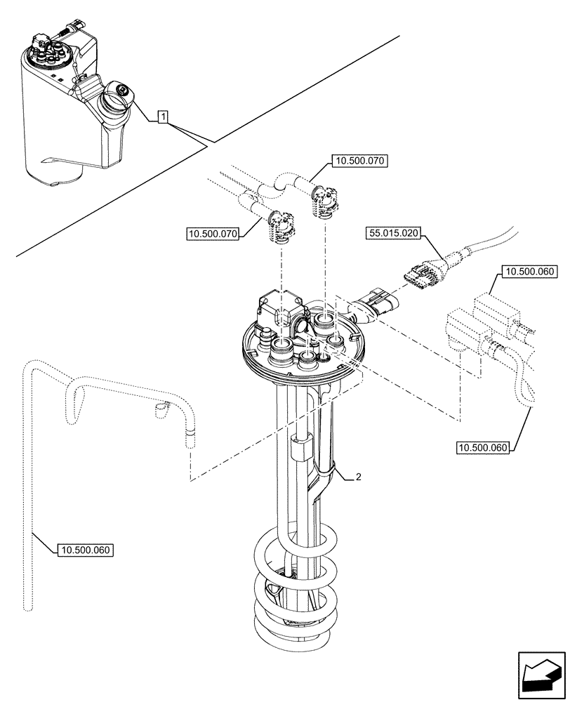 Схема запчастей Case IH FARMALL 110U - (55.988.020) - VAR - 336763, 336764 - DEF/ADBLUE™ TANK, LEVEL, SENSOR (55) - ELECTRICAL SYSTEMS