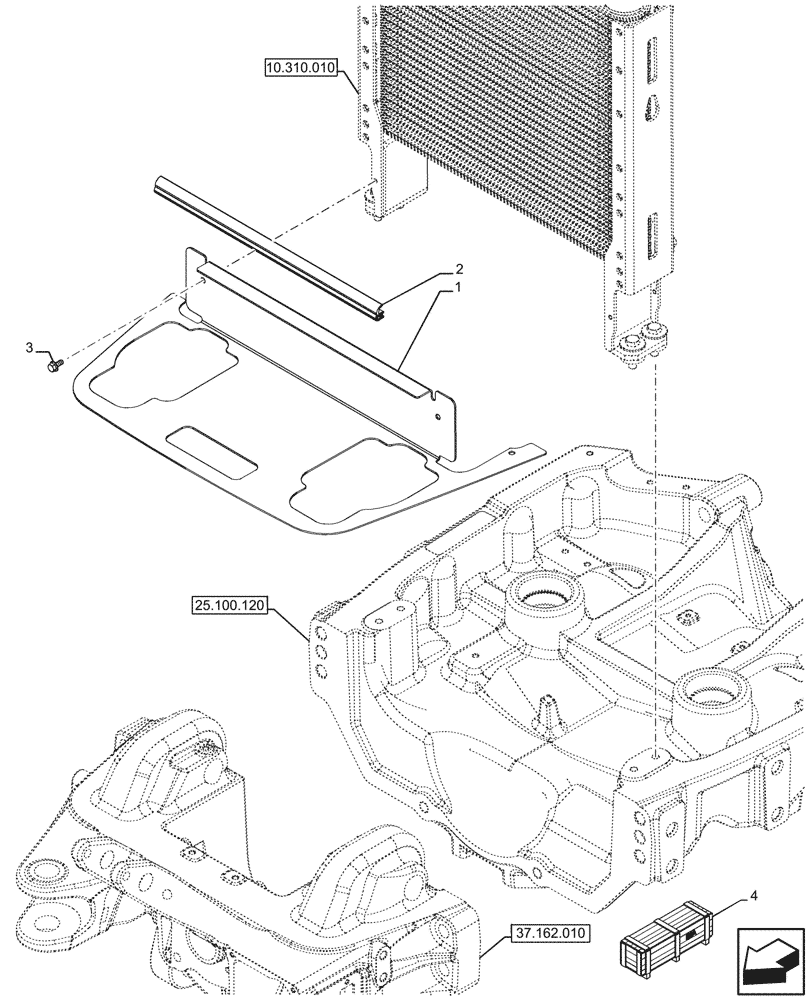 Схема запчастей Case IH FARMALL 110U - (10.310.050) - VAR - 744558, 744942 - FRONT AXLE SUPPORT, MULTIFUNCTIONAL, FLAP (10) - ENGINE
