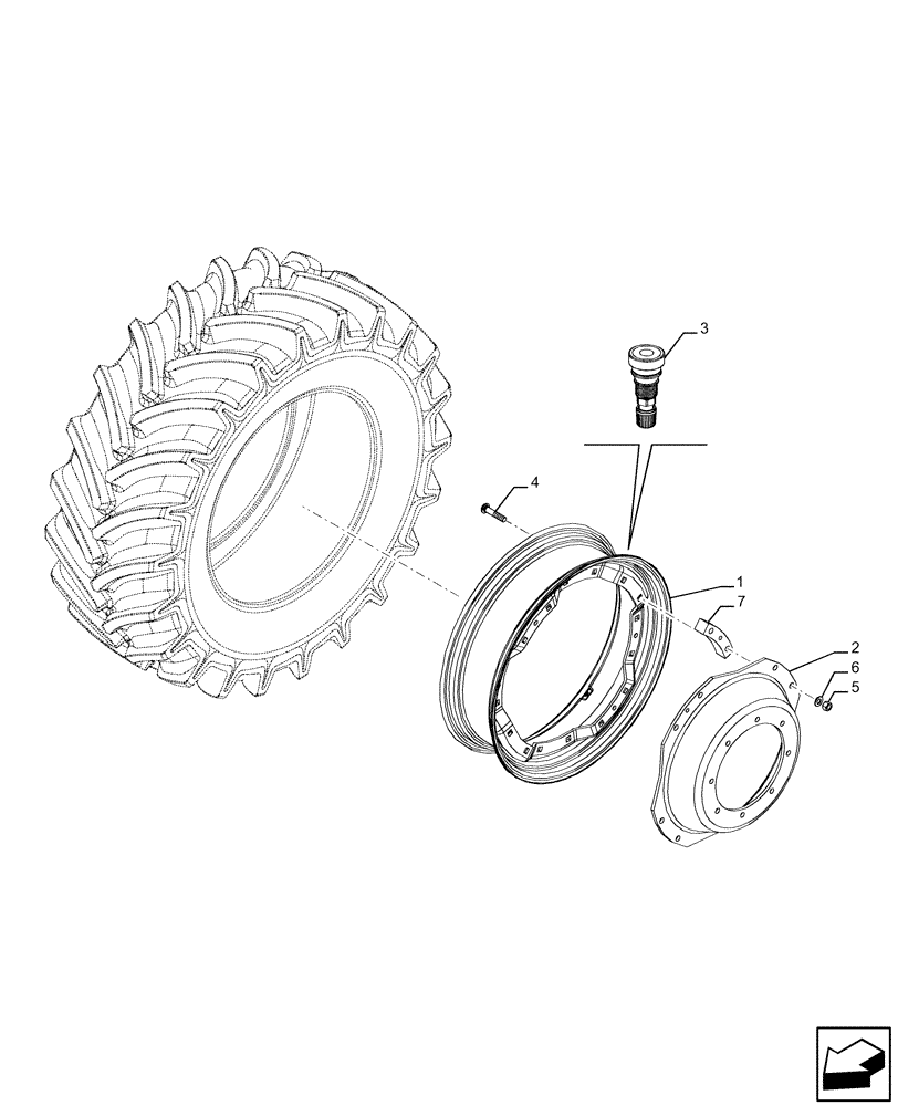 Схема запчастей Case IH FARMALL 120U - (44.511.010) - VAR - 8201801 - FRONT WHEEL (W8X28) (44) - WHEELS