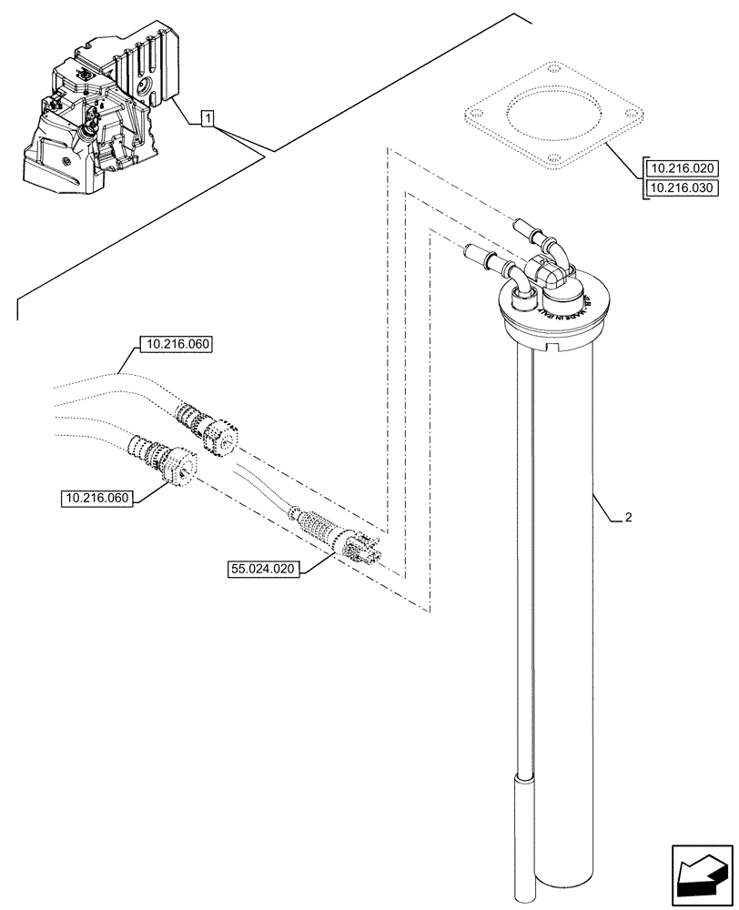 Схема запчастей Case IH FARMALL 120U - (55.011.020) - VAR - 336763, 336764 - FUEL TANK, LEVEL, SENSOR (55) - ELECTRICAL SYSTEMS