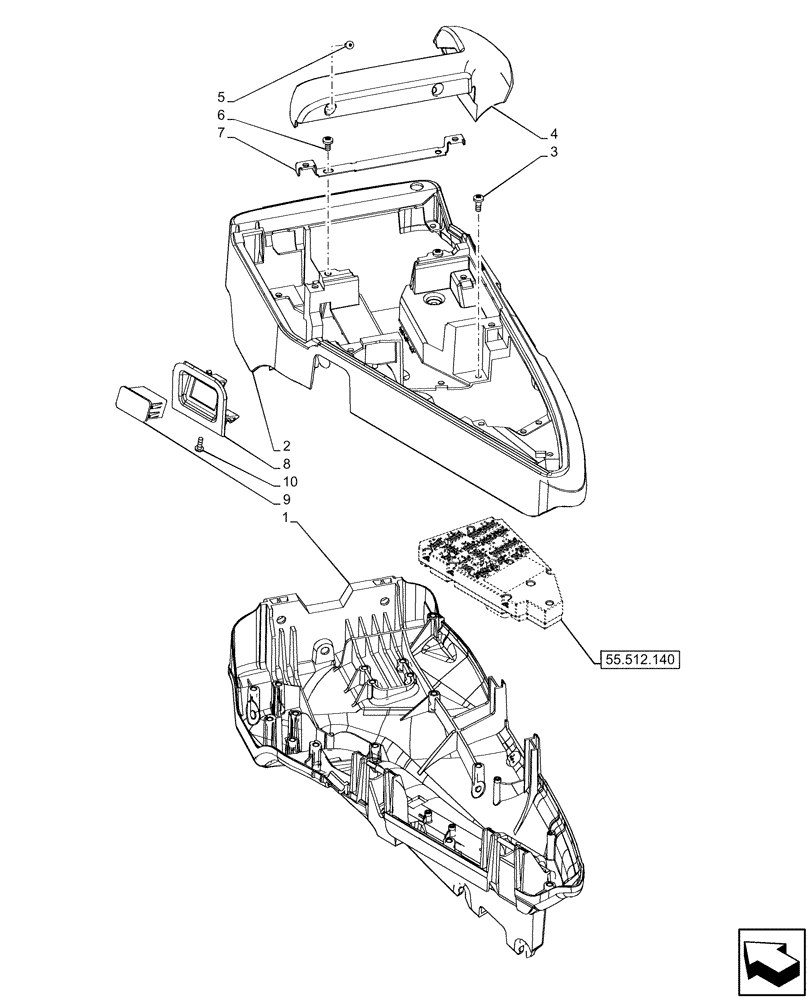 Схема запчастей Case IH OPTUM 300 CVT - (90.151.090) - ARMREST CONTROLS EHR (90) - PLATFORM, CAB, BODYWORK AND DECALS