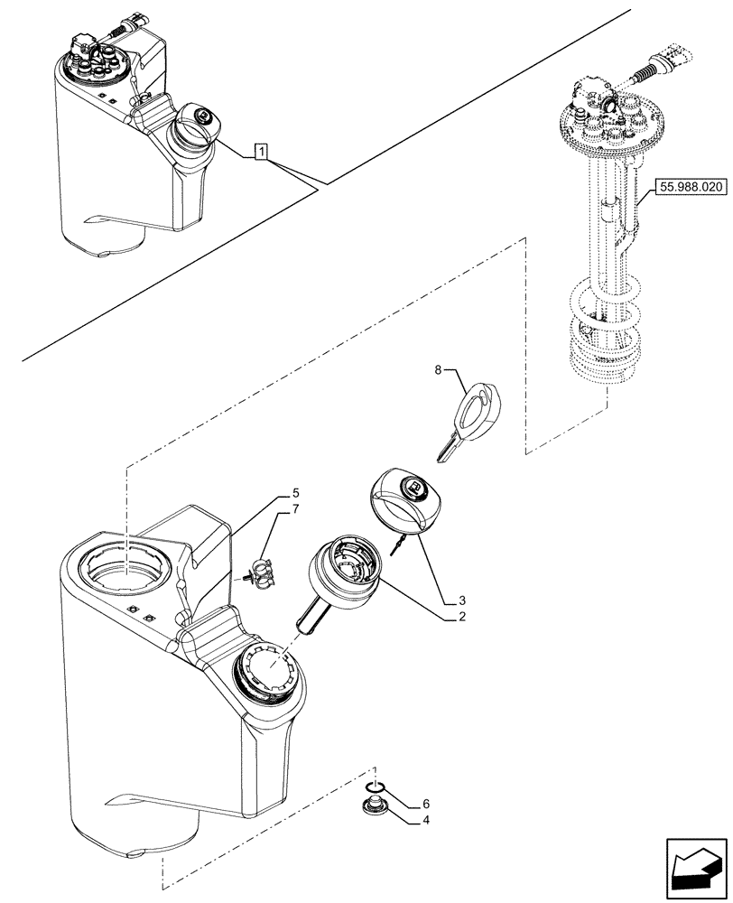 Схема запчастей Case IH FARMALL 110U - (10.500.090) - VAR - 336763, 336764 - DEF/ADBLUE™ TANK, W/ LOCKABLE FUEL CAP (10) - ENGINE