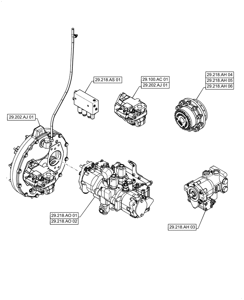 Схема запчастей Case IH PATRIOT 2250 - (00.000.29[01]) - PICTORIAL INDEX - HYDROSTATIC TRANSMISSION (00) - GENERAL & PICTORIAL INDEX