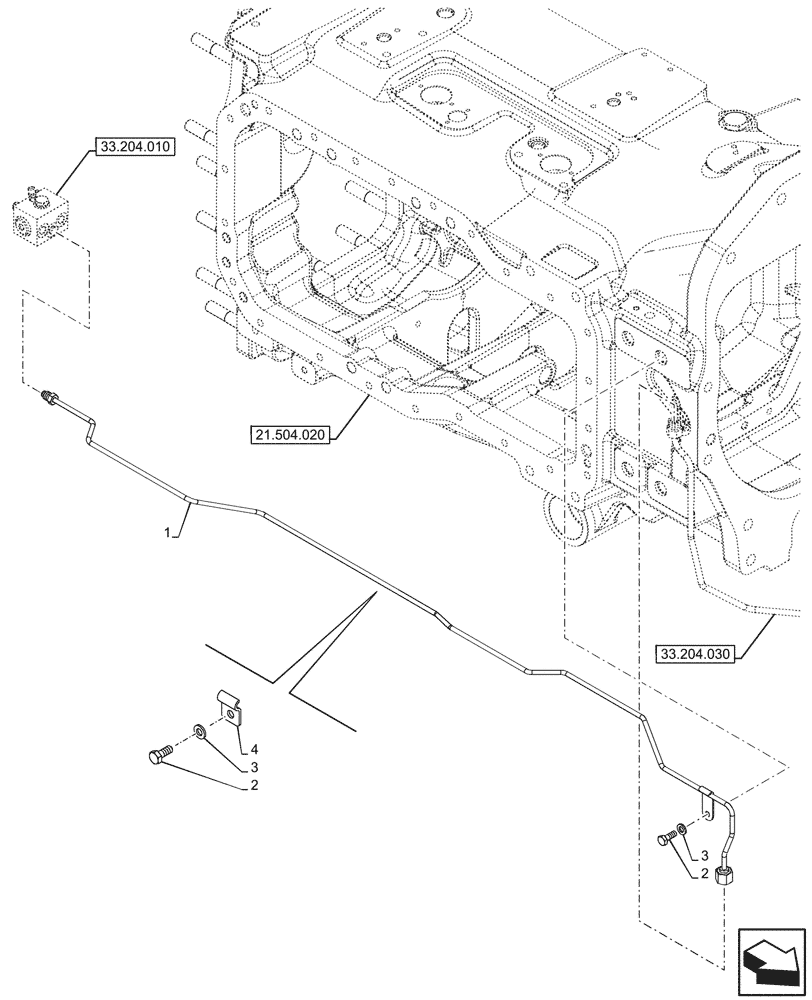 Схема запчастей Case IH OPTUM 300 CVT - (33.204.040[01A]) - VAR - 758796 - FRONT AXLE, W/ FRONT BRAKES, BRAKE LINE - BEGIN YR 10-FEB-2016 (33) - BRAKES & CONTROLS