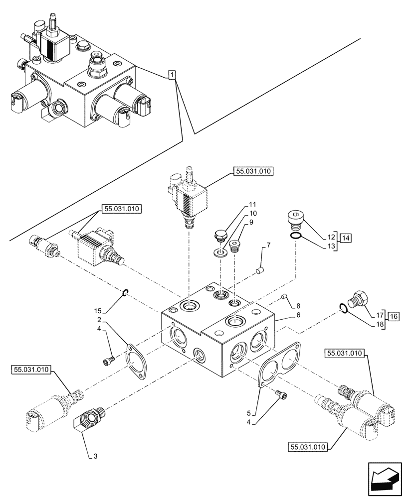 Схема запчастей Case IH OPTUM 300 CVT - (33.110.020) - VAR - 758792 - PARKING LOCK, HYDRAULIC MANIFOLD (33) - BRAKES & CONTROLS