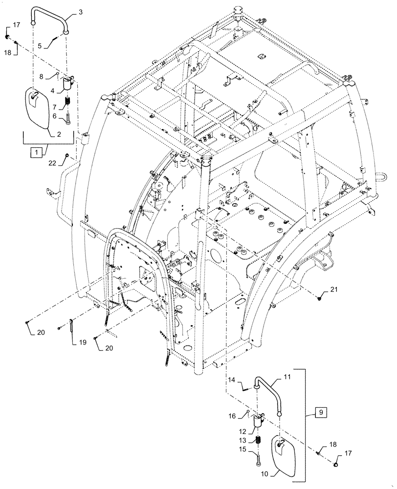 Схема запчастей Case IH FARMALL 45C - (90.151.020) - MIRRORS (90) - PLATFORM, CAB, BODYWORK AND DECALS