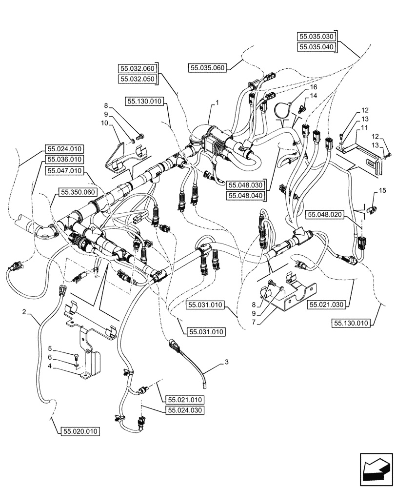 Схема запчастей Case IH OPTUM 270 CVT - (55.024.020) - VAR - 391138, 758022, 758870, 759053 - TRANSMISSION, WIRE, HARNESS (55) - ELECTRICAL SYSTEMS